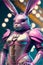 Futuristic Robotic Cyborg Bunny Rabbit in Metal suit and war helmet