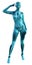 Futuristic robotic girl with blue metallic suit, 3d illustration