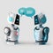 Futuristic robots engage in conversations