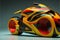 Futuristic sci-fi design yellow motorcycle model with realistic detail