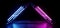 Futuristic Sci Fi Empty Neon Glowing Vibrant Ultraviolet Triangle Shaped Metal Structure Glowing Purple Blue Laser Lights On