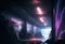 Futuristic sci-fi illuminated grunge neon glowing tunnel. Generative ai