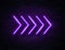 Futuristic Sci Fi Modern Neon Violet Glowing Arrows Frame for Banner on Dark Empty Grunge Concrete Brick Background.