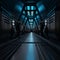 Futuristic sci-fi tunnel walkway with beautiful reflective abstract 3d rendering