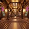Futuristic sci-fi tunnel walkway with beautiful reflective abstract 3d rendering