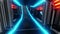 Futuristic scifi tunnel corridor 3d illustration with glowing lights and glass windows motion background live wallpaper