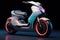 Futuristic scooter or moped on black background. AI generated