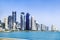 Futuristic skyline of Doha in Qatar