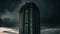 The futuristic skyscraper illuminates the city skyline on a moody night generated by AI