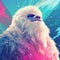 Futuristic Snow Gorilla: Crisp Neo-pop Illustration Of A Yeti Humanoid