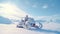 Futuristic snowmobile in the Arctic snows. Generative AI