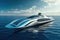 Futuristic solar powered catamaran, enewable eco energy concept