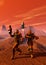 Futuristic soldier on the desert, planet mars, 3d rendering