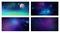 Futuristic space backgrounds set, cosmic galaxy universe