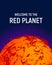 Futuristic space planet poster background - red planet Mars