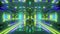 Futuristic space temple tunnel corridor with cool reflections and glass bottom 3d rendering wallpaper background