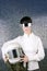 Futuristic spaceship helmet astronaut woman