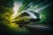 Futuristic speed train, transport of future in eco style, created with Generative AI technology