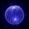 Futuristic sphere made of particles for connect network. Flow of particle in cyberspace. Space energy concept. 3D rendering