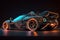 Futuristic sports car with neon glowing, shiny luxury cyberpunk auto, generative AI