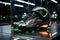 Futuristic Sports Gear: Glowing Shoes, High-Tech Racket, Streamlined Helmet