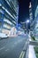 Futuristic street view at Canary Wharf - by night - LONDON, ENGLAND - SEPTEMBER 14, 2016