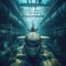 Futuristic submarine in an abandoned shipyard