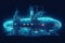 A futuristic submarine floating on top of a body of water. Generative AI image.