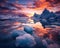 Futuristic Sunset With Icebergs is a National Geographic style photo.
