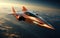 Futuristic supersonic jet performing a high-altitude stratospheric flight