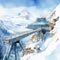Futuristic Swiss Ski Pass Illustration With High-angle Realism