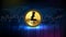 futuristic technology background of LTC litecoin digital cryptocurrency and stochastic market graph volume indicator