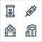 futuristic technology line icons. linear set. quality vector line set such as cryogenic, time machine, bioengineering