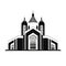 Futuristic Temple Icon Isolated, Brutalism Style, Modern Church Silhouette, Futuristic Castle, New Architecture