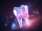 Futuristic tooth.Concept of new technologies in dental treatment. Generative AI