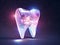 Futuristic tooth. Concept of new technologies in dental treatment. Generative AI