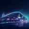 Futuristic Train Station with Neon Lights