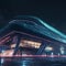Futuristic Train Station at Night