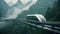 Futuristic Transit: High-Tech Monorail Through Misty Zhangjiajie Forest Park. Generative ai