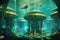 futuristic underwater city with domed habitats