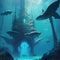 Futuristic Underwater City Submerged in the Depths, Redefining Ocean Living - Atlantis Reimagined - Oceanic Metropolis