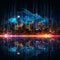 Futuristic Urban Skyline at Night with Neon Lights