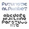 Futuristic vector alphabet font. Parts of a circle, ring, torus. Geometric English letters. Elements for design