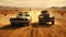 Futuristic vehicles racing in the desert