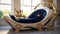 Futuristic Victorian Blue And Gold Chair For Room Or Bedroom Design