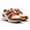 Futuristic Vision: Brown And White Casual Sneakers With Streamlined Design