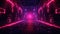 Futuristic void path with pink beams and neon lights,