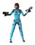 futuristic warrior woman armed with guns, 3d illustration