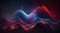 Futuristic wavy background. Mystical energy of the universe in form of blue and red waves, soft ethereal dreamy banner.