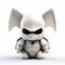 Futuristic White Bat Man Mini Figure: Majestic Elephants And Playful Character Design